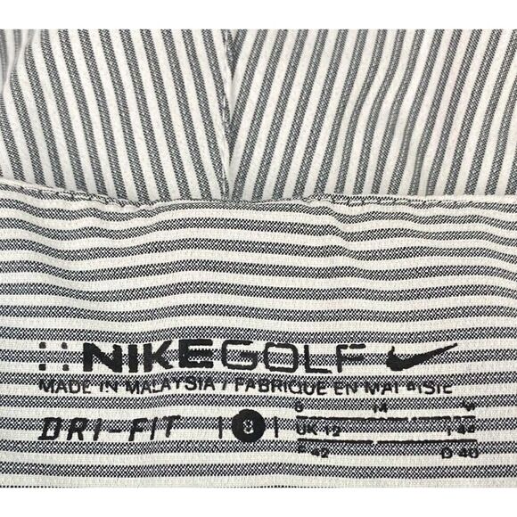 Nike Golf Livestrong Dri Fit Striped Shorts Womens 8 Gray White Classic Rise AJ0 - Picture 4 of 9